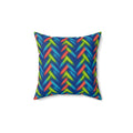 Neon Zigzag Fold Faux Suede Cushion – Tie-Dye Pattern