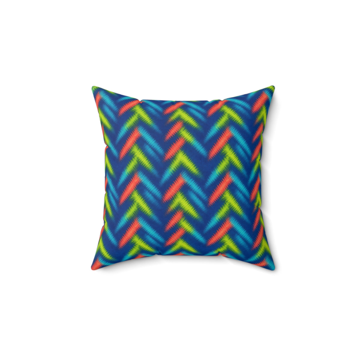 Neon Zigzag Fold Faux Suede Cushion – Tie-Dye Pattern