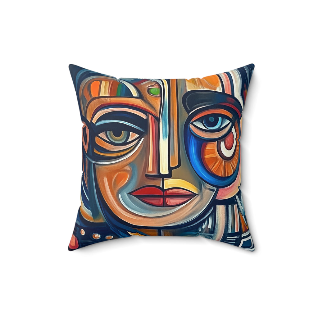 Cubist Face Faux Suede Cushion – Cubist Portrait Art