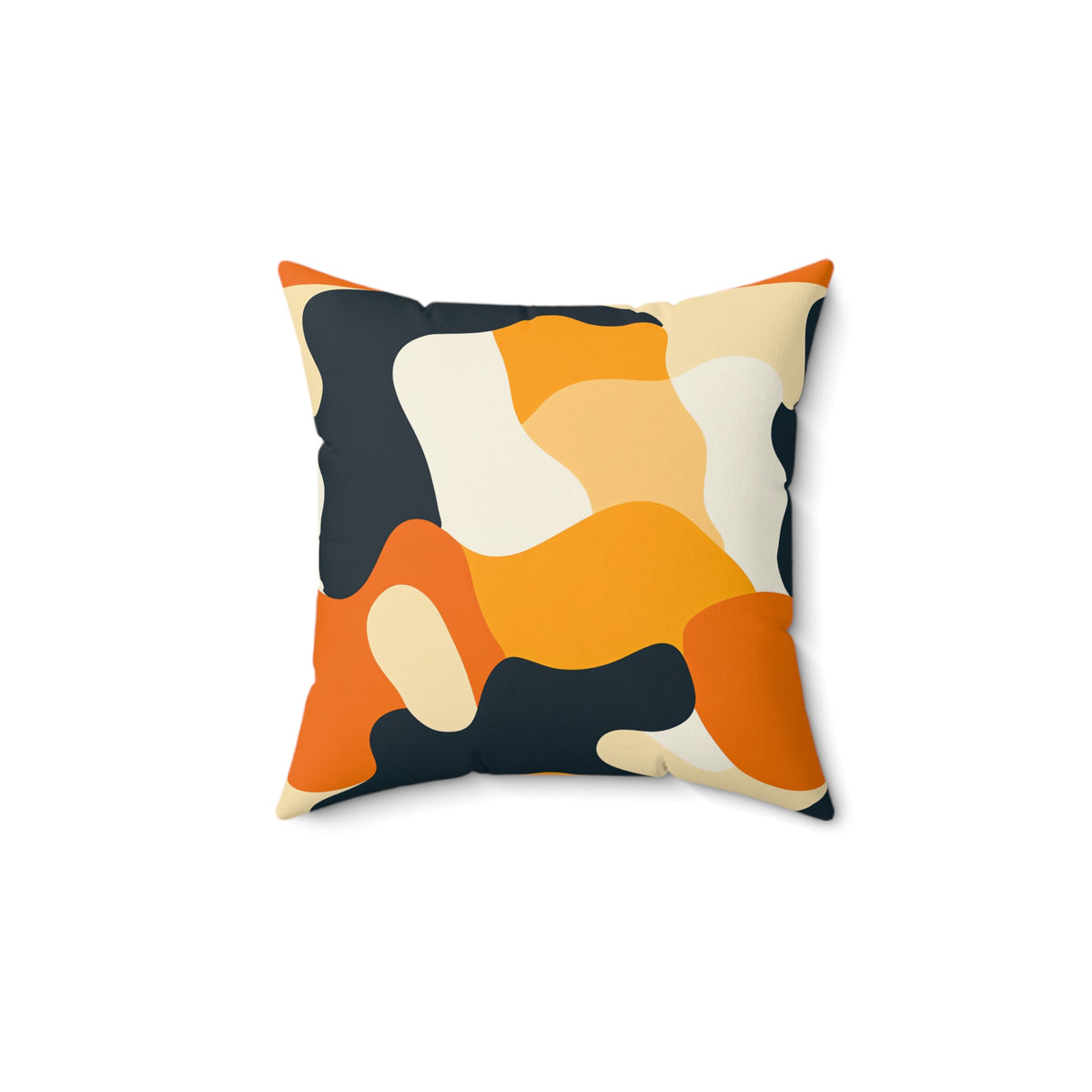 Orange Blob Camo Faux Suede Cushion – Abstract Shapes Pattern
