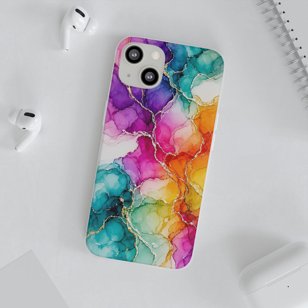 Rainbow Alcohol Ink Bloom Flexi Phone Case