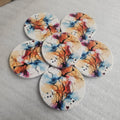 AI24058C Watercolour  Design No3 - Multi coloured Round Ceramic Coasters- Set of 6, gift for all occasions, Designed and made in Britain