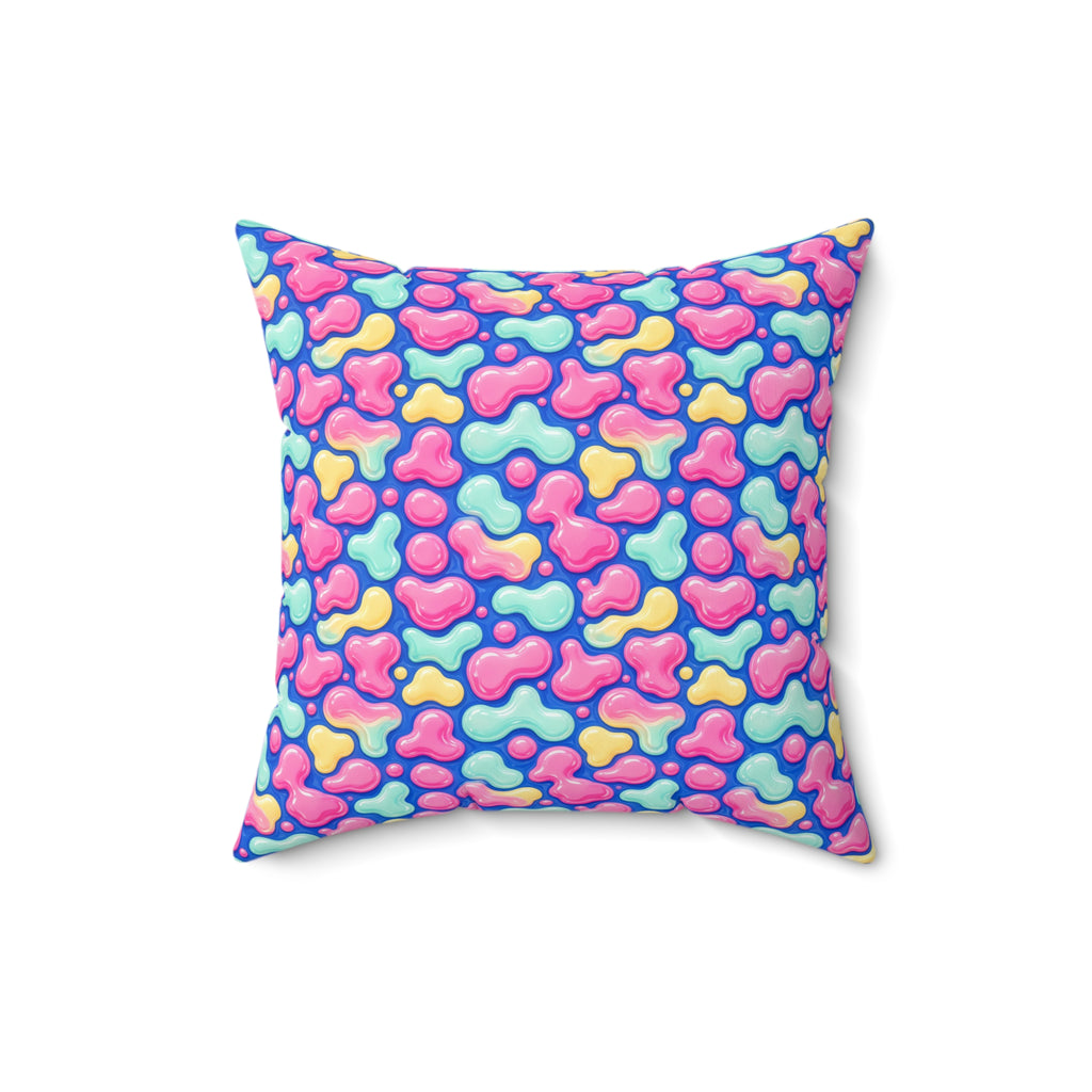 Pastel Lava Blobs Faux Suede Cushion – Candy Fluid Art Pattern