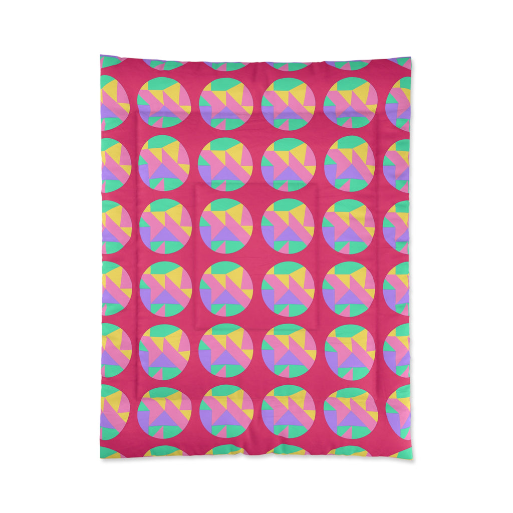 Broken Circle Planes Comforter – Candy Pop on Raspberry