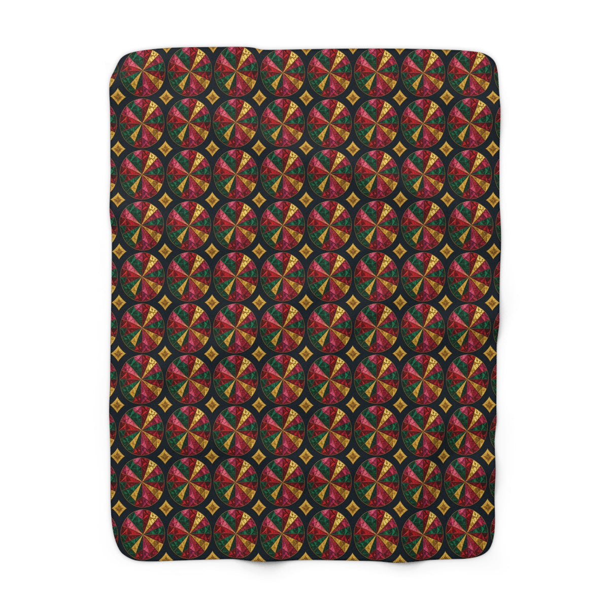 Kaleido Jewel Wheels Sherpa Fleece Blanket – Kaleidoscopic Pattern