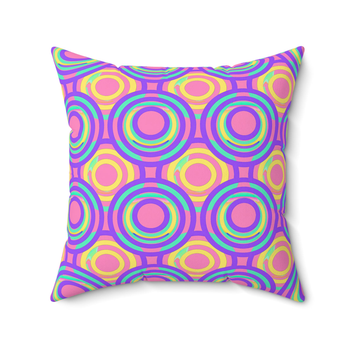 Interlocking Ring Ripples Faux Suede Cushion – Candy Pastel on Grape