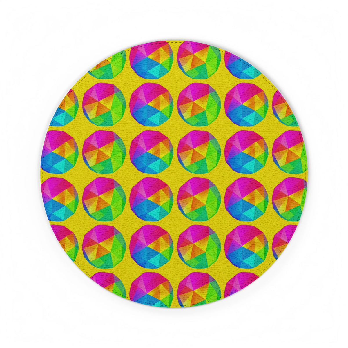 Holo Pebble Prisms Vegan Leather Mouse Mat – Iridescent Geometric Pattern