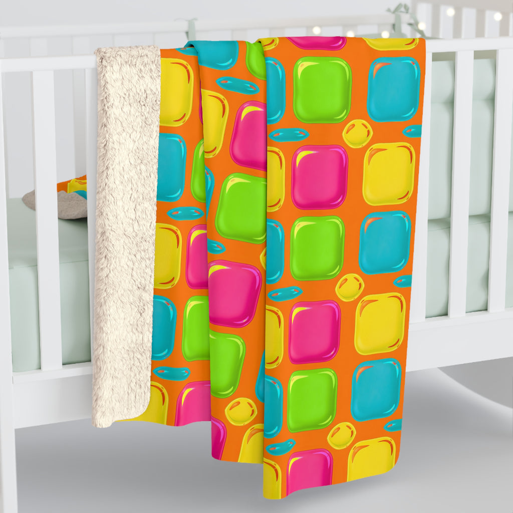 Giant Puffy Glass Cushions Sherpa Fleece Blanket – Hot Citrus Festive
