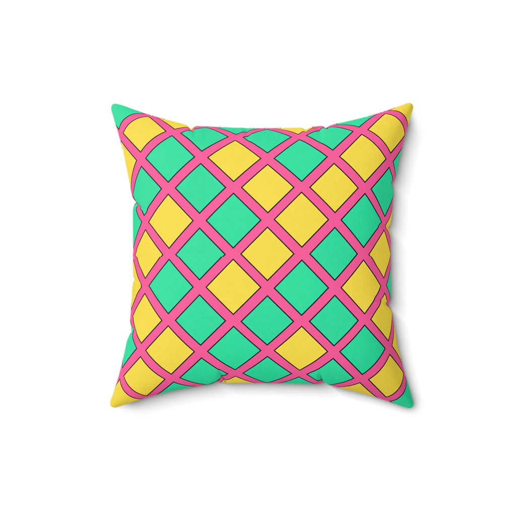 Harlequin Gold Grid Faux Suede Cushion – Candy Christmas