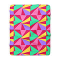 Cubist Sunburst Blocks Sherpa Fleece Blanket – Candy Pop on Raspberry