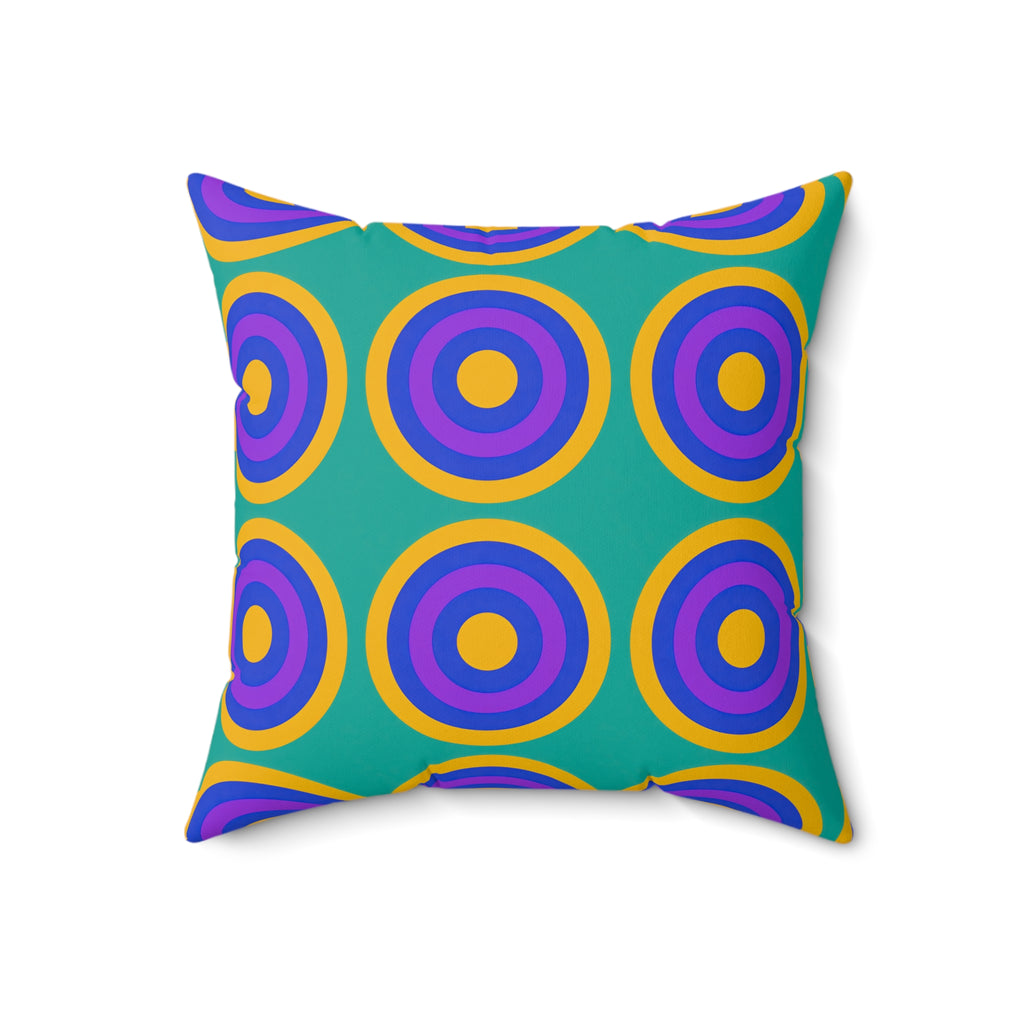 Mega Ring Grid Faux Suede Cushion – Peacock Jewel