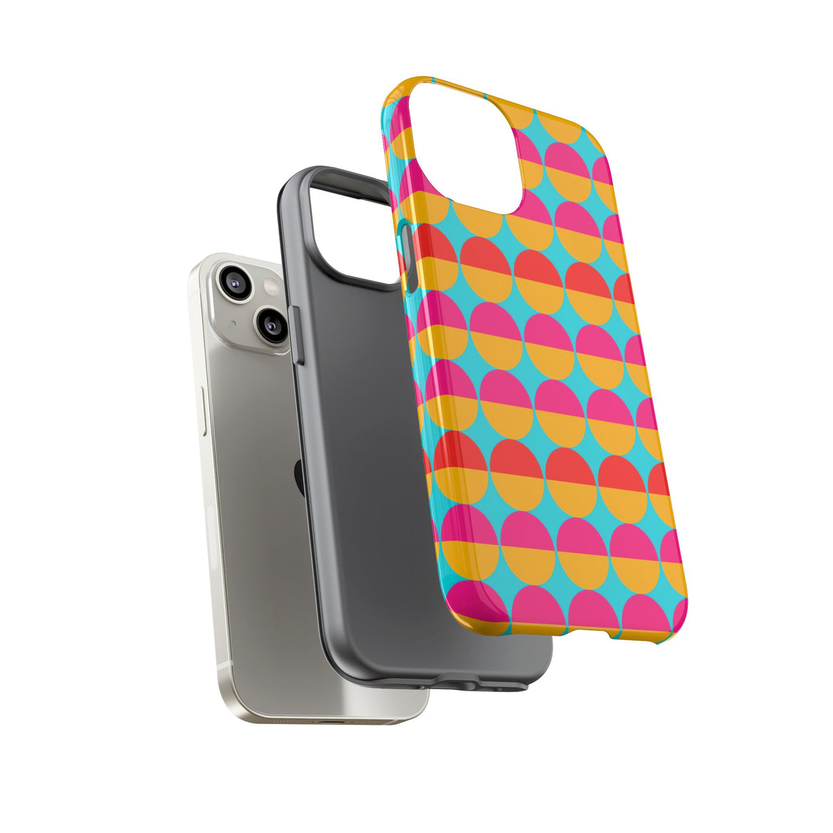 Half-Moon Stack Tough Phone Case – Geometric Blocks Pattern