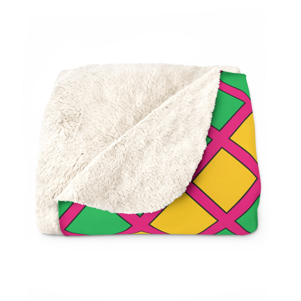 Harlequin Gold Grid Sherpa Fleece Blanket – Harlequin Geometric Pattern