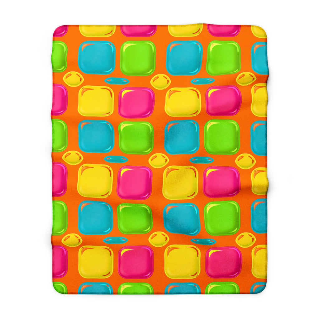 Giant Puffy Glass Cushions Sherpa Fleece Blanket – Hot Citrus Festive