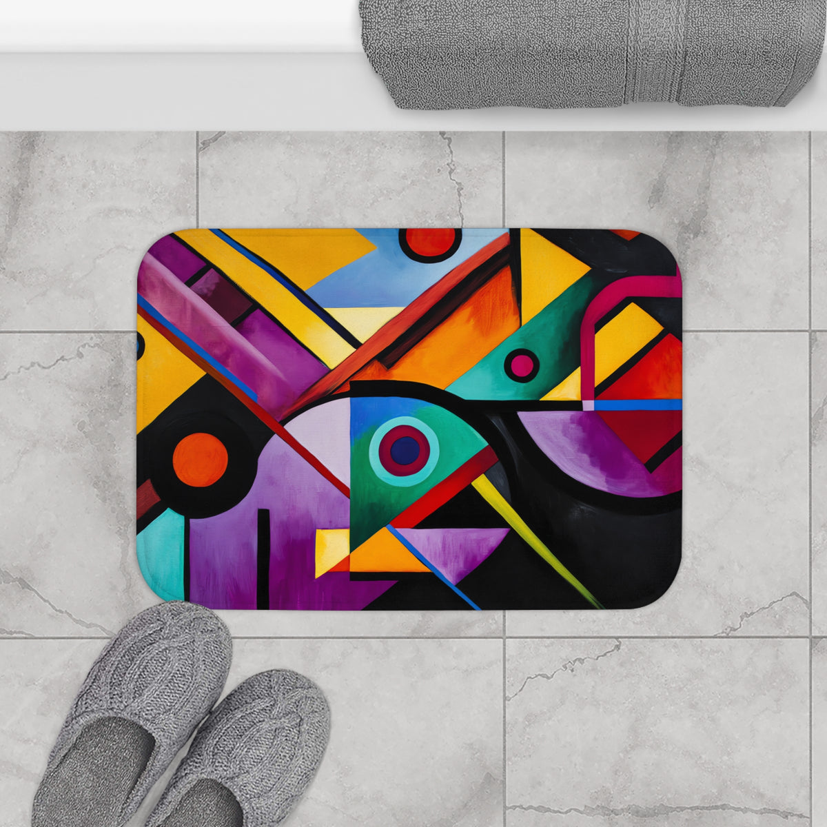 Geometric Night Rhythm Bath Mat – Geometric Abstract Art