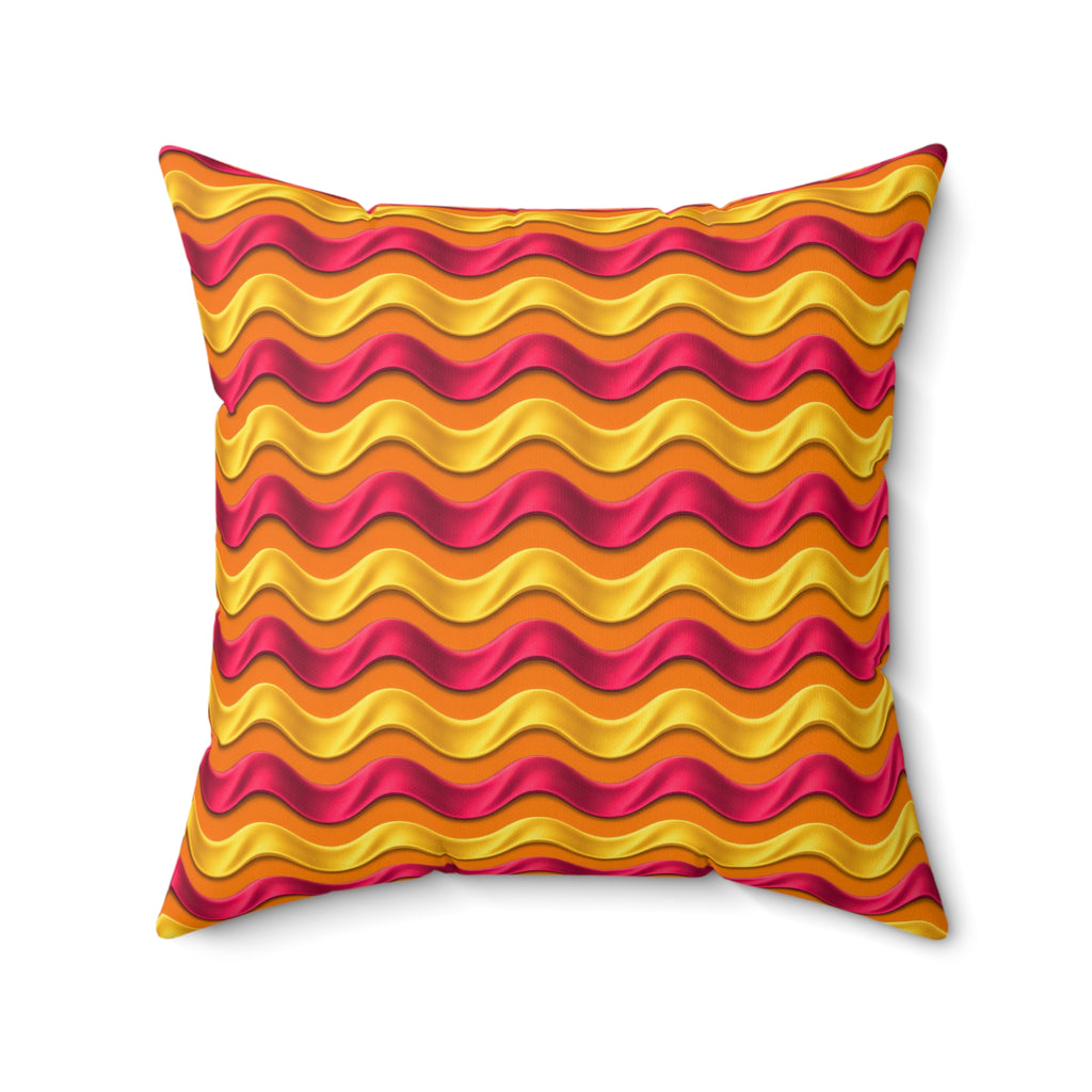 Satin Wave Bands Faux Suede Cushion – Cranberry Spice