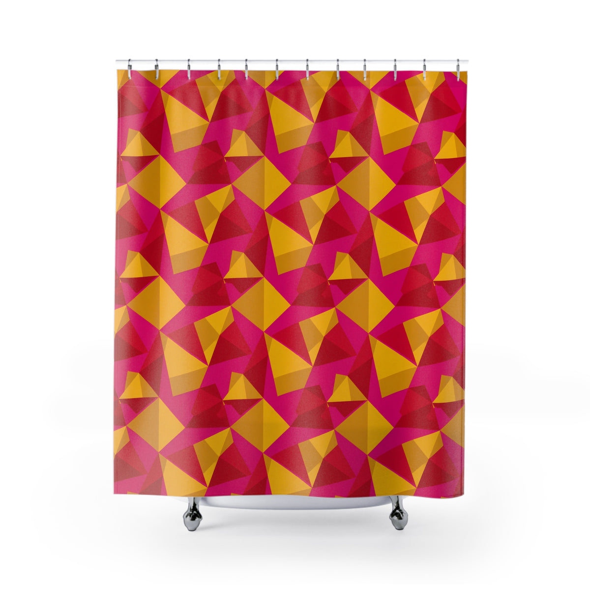 Faceted Gold Panels Shower Curtain – Faceted Gem Geometric Pattern