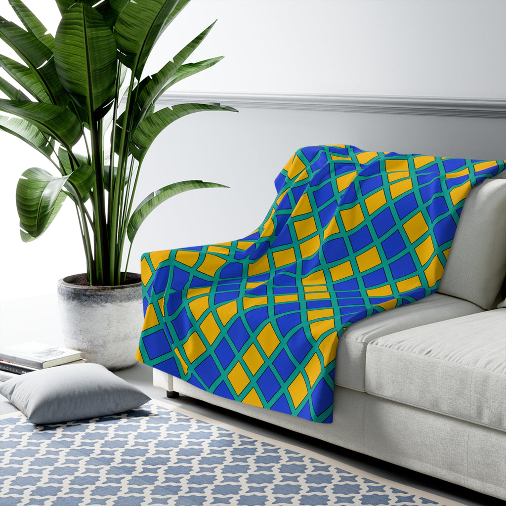 Harlequin Gold Grid Sherpa Fleece Blanket – Peacock Jewel