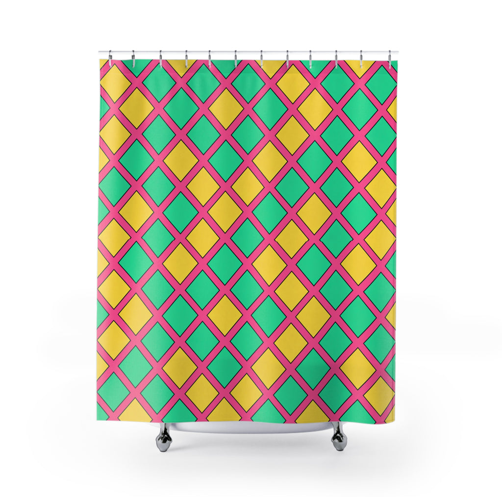Harlequin Gold Grid Shower Curtain – Candy Christmas