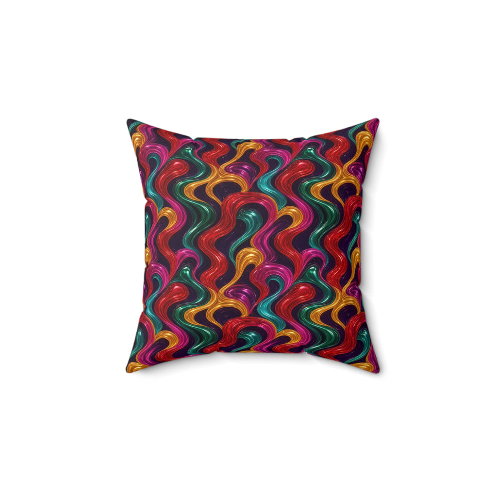 Molten Candy Ribbons Faux Suede Cushion – Psychedelic Pop Pattern