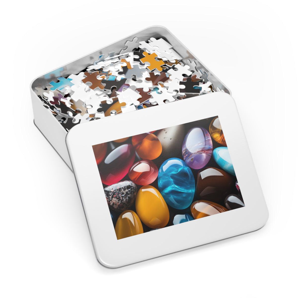 Jewel Pebbles Jigsaw Puzzle with Tin – Gemstone Art