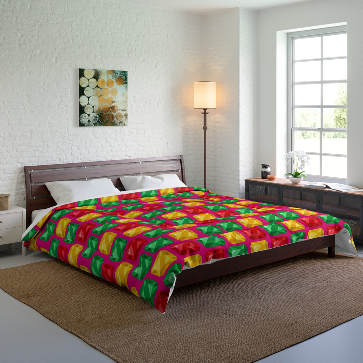 Big Stacked Gem Bars Comforter – Geometric Blocks Pattern