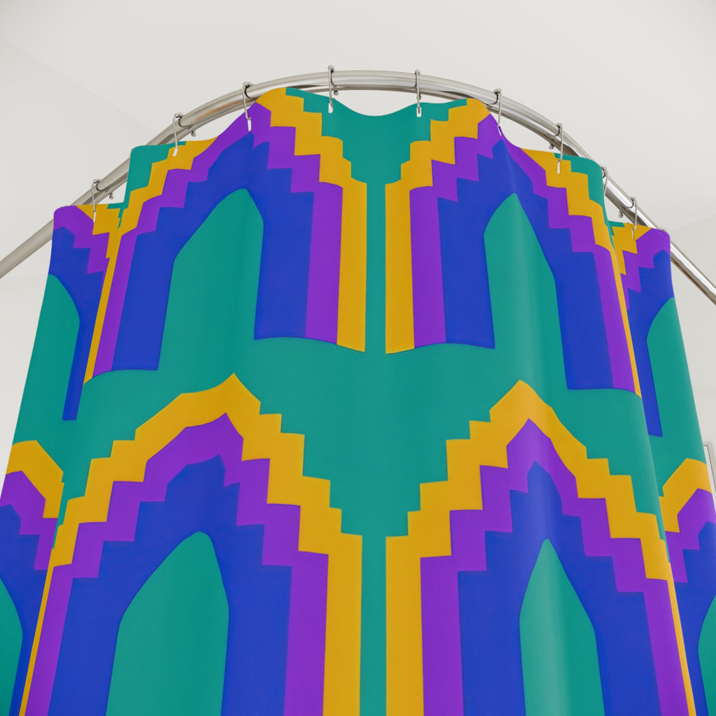 Grand Stepped Arches Shower Curtain – Peacock Jewel