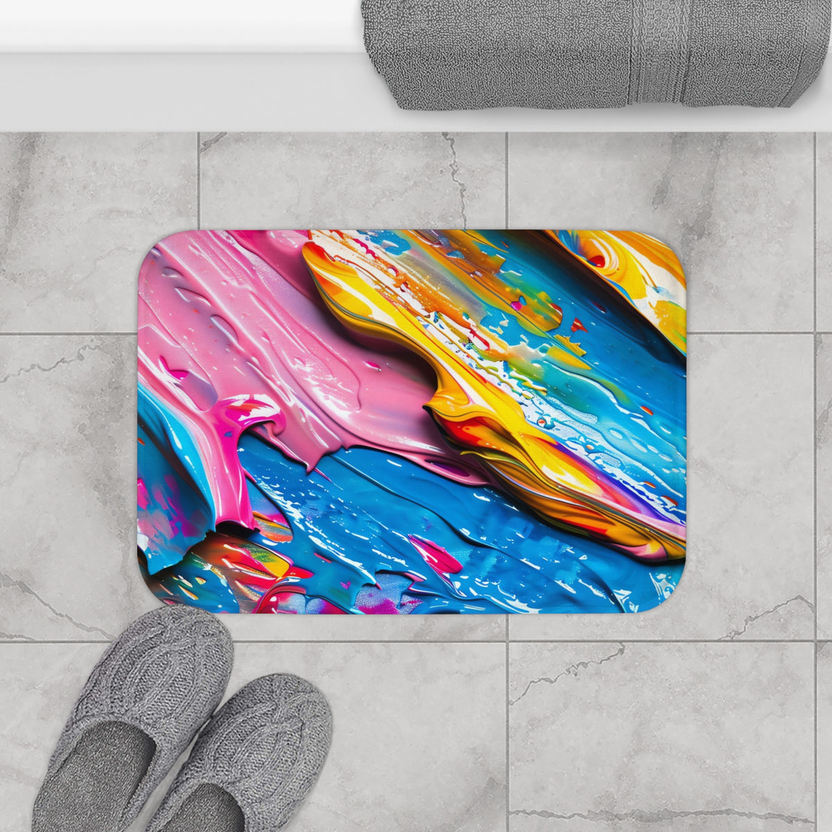 Vivid Paint Strokes Bath Mat – Paint Stroke Abstract