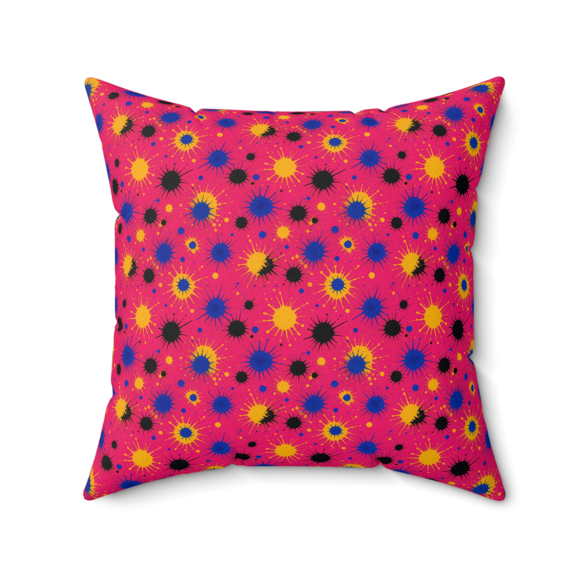 Pink Ground Splash Faux Suede Cushion – Ink Splash Pattern