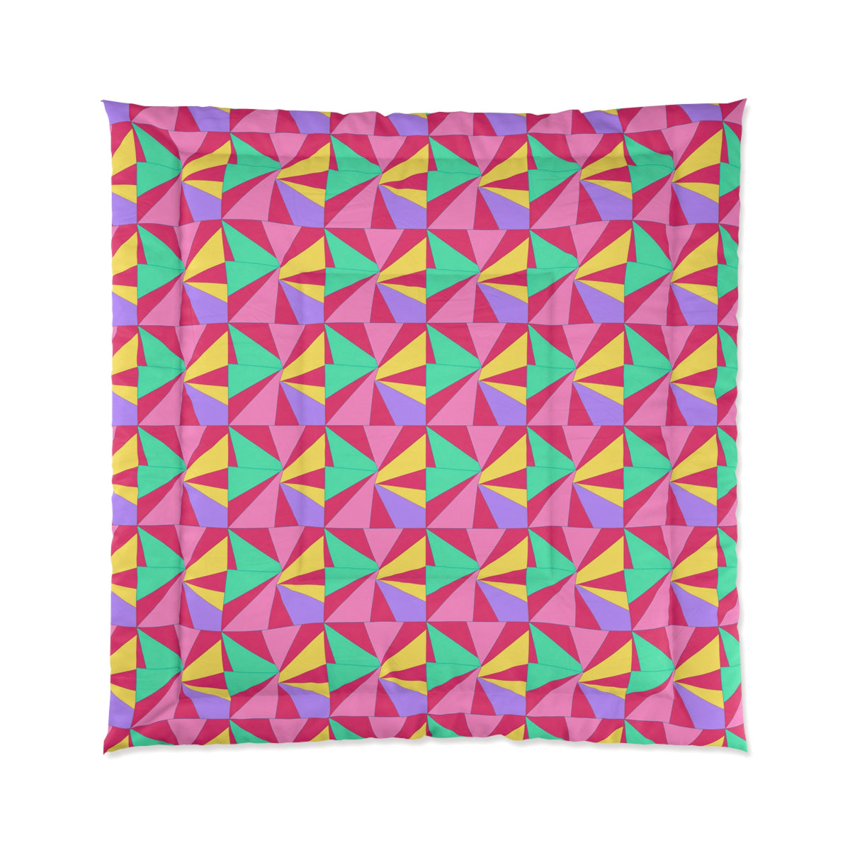 Cubist Sunburst Blocks Comforter – Candy Pop on Raspberry