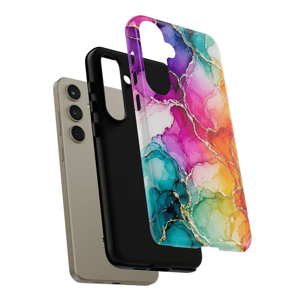 Rainbow Alcohol Ink Bloom Tough Phone Case