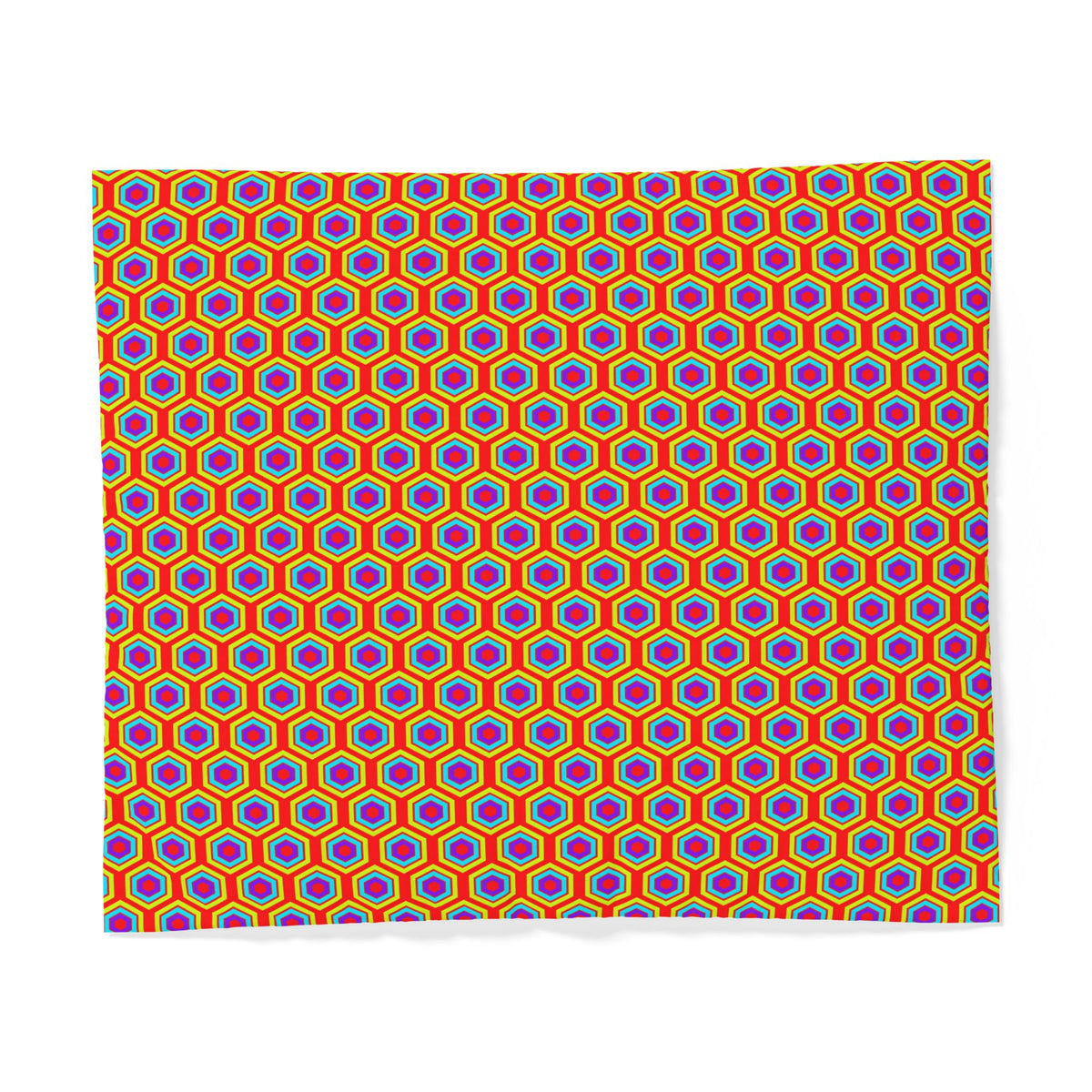 Concentric Hexagon Ripple Cotton Duvet Cover – Op-Art Hexagons Pattern