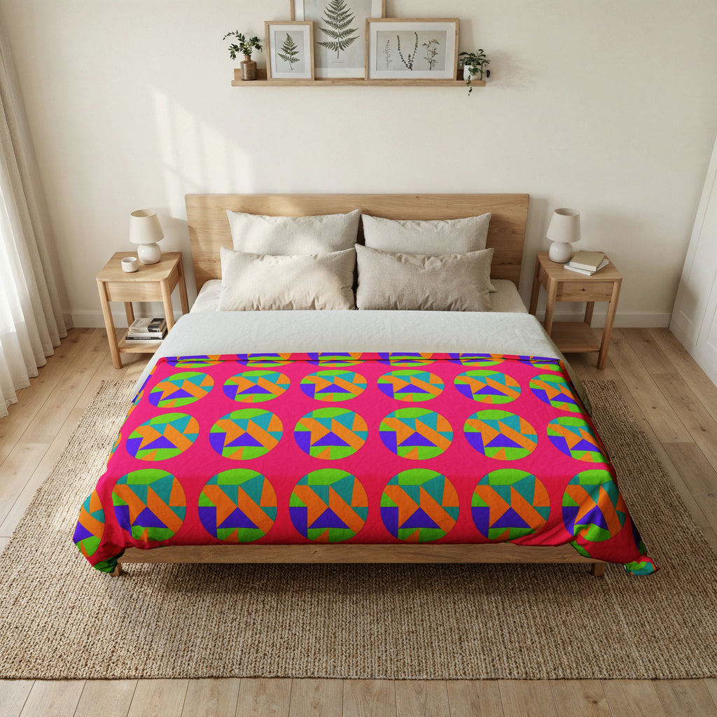 Broken Circle Planes Cotton Duvet Cover – Tropical Punch