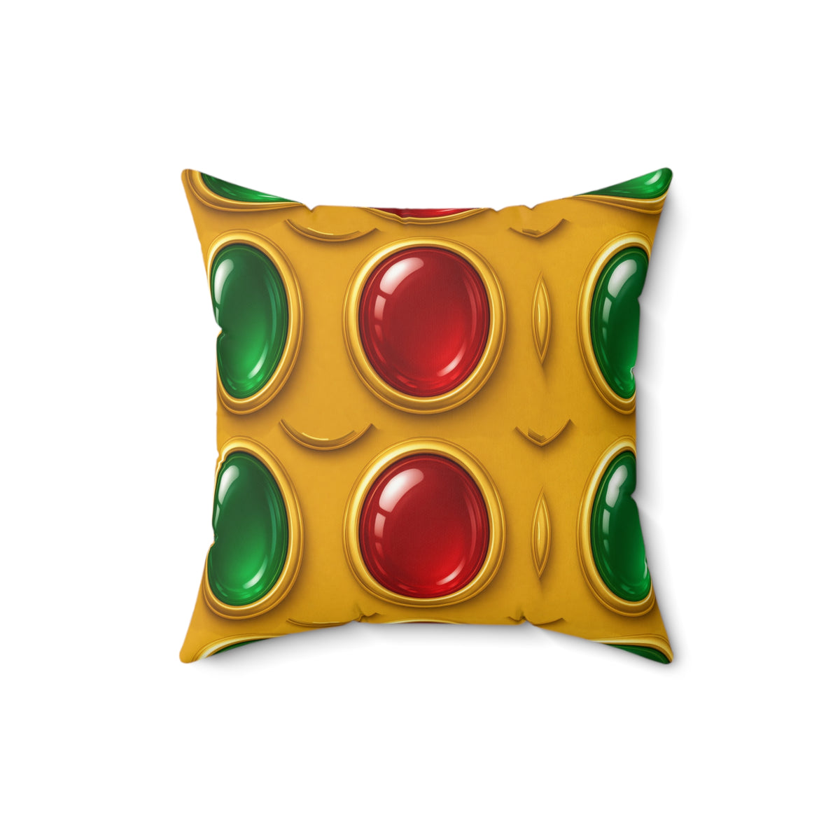 Grand Gold Cabochon Frames II Faux Suede Cushion – Cabochon Geometric Pattern