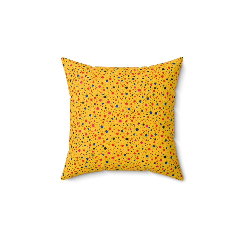 Confetti Spatter Faux Suede Cushion – Paint Splatter Pattern