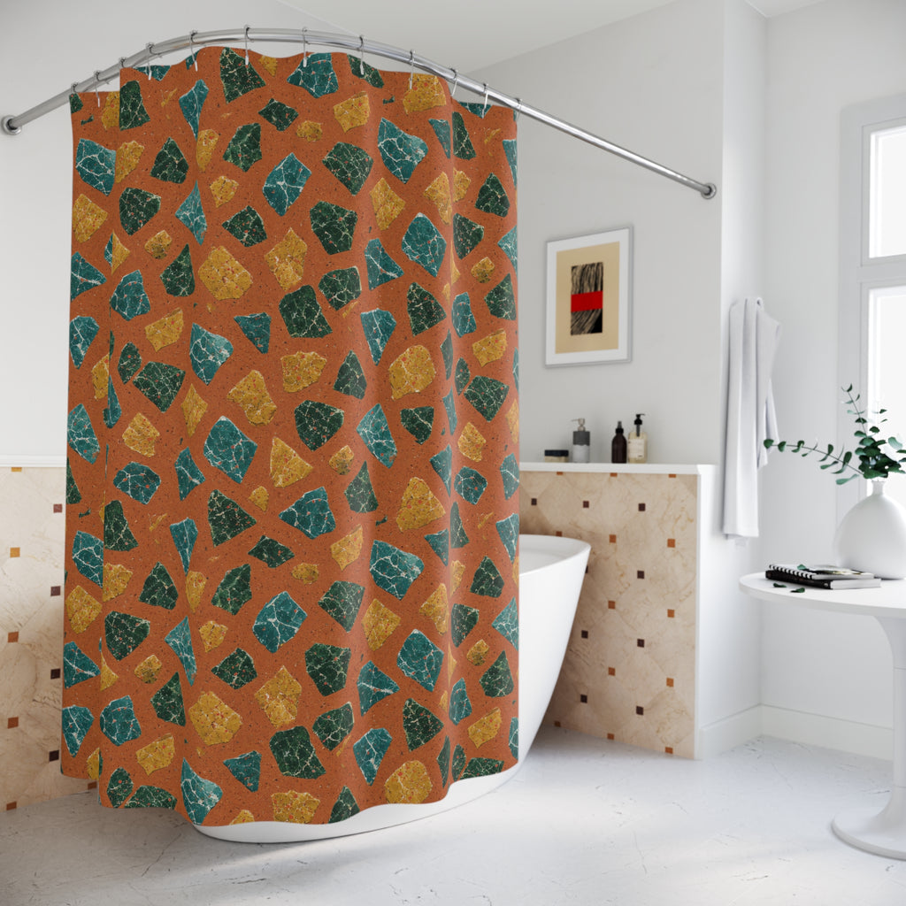 Marble Fragment Toss Shower Curtain – Terrazzo Pattern