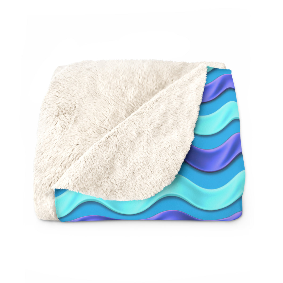 Satin Wave Bands Sherpa Fleece Blanket – Ice Jewel