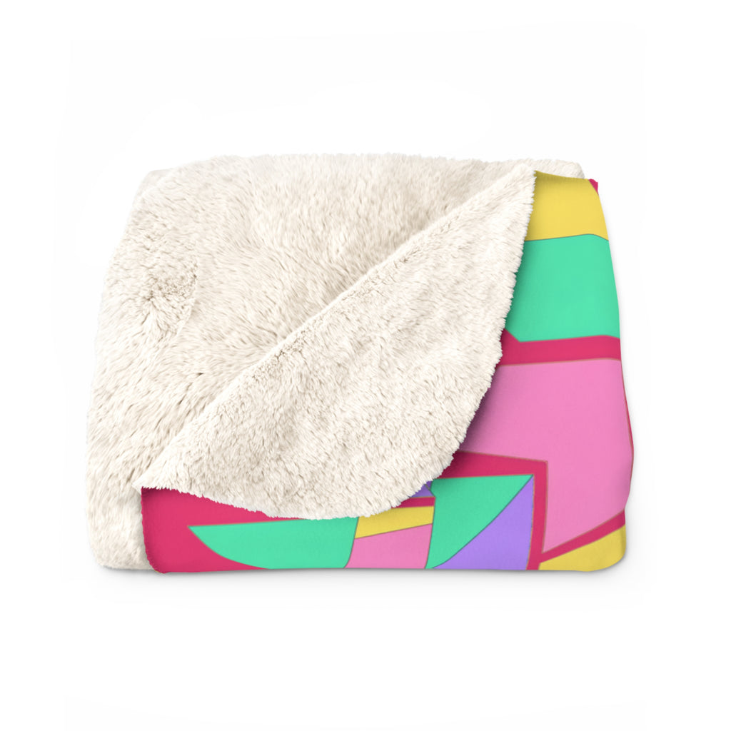Cubist Block Quilt Sherpa Fleece Blanket – Candy Pop on Raspberry