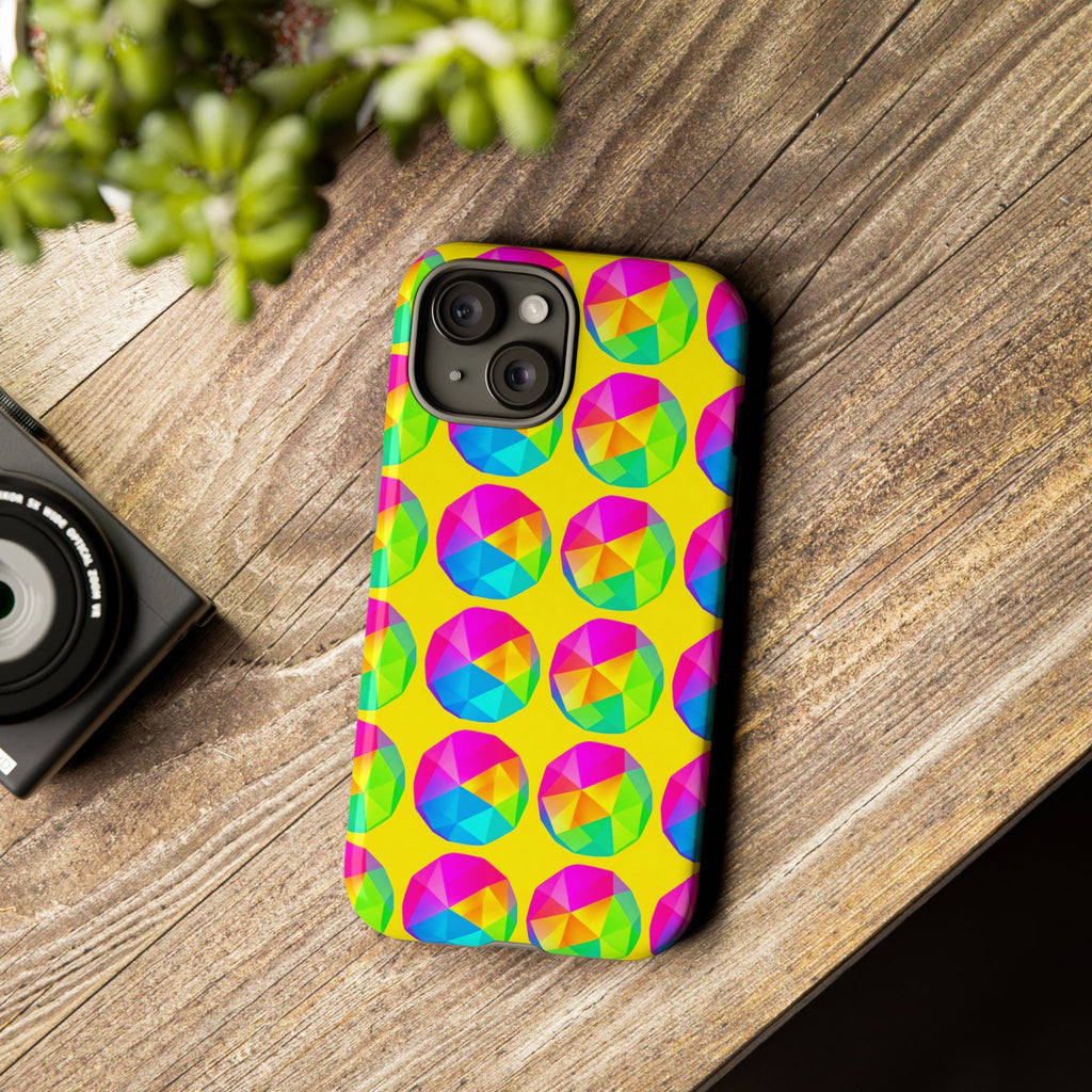 Holo Pebble Prisms Tough Phone Case – Iridescent Geometric Pattern