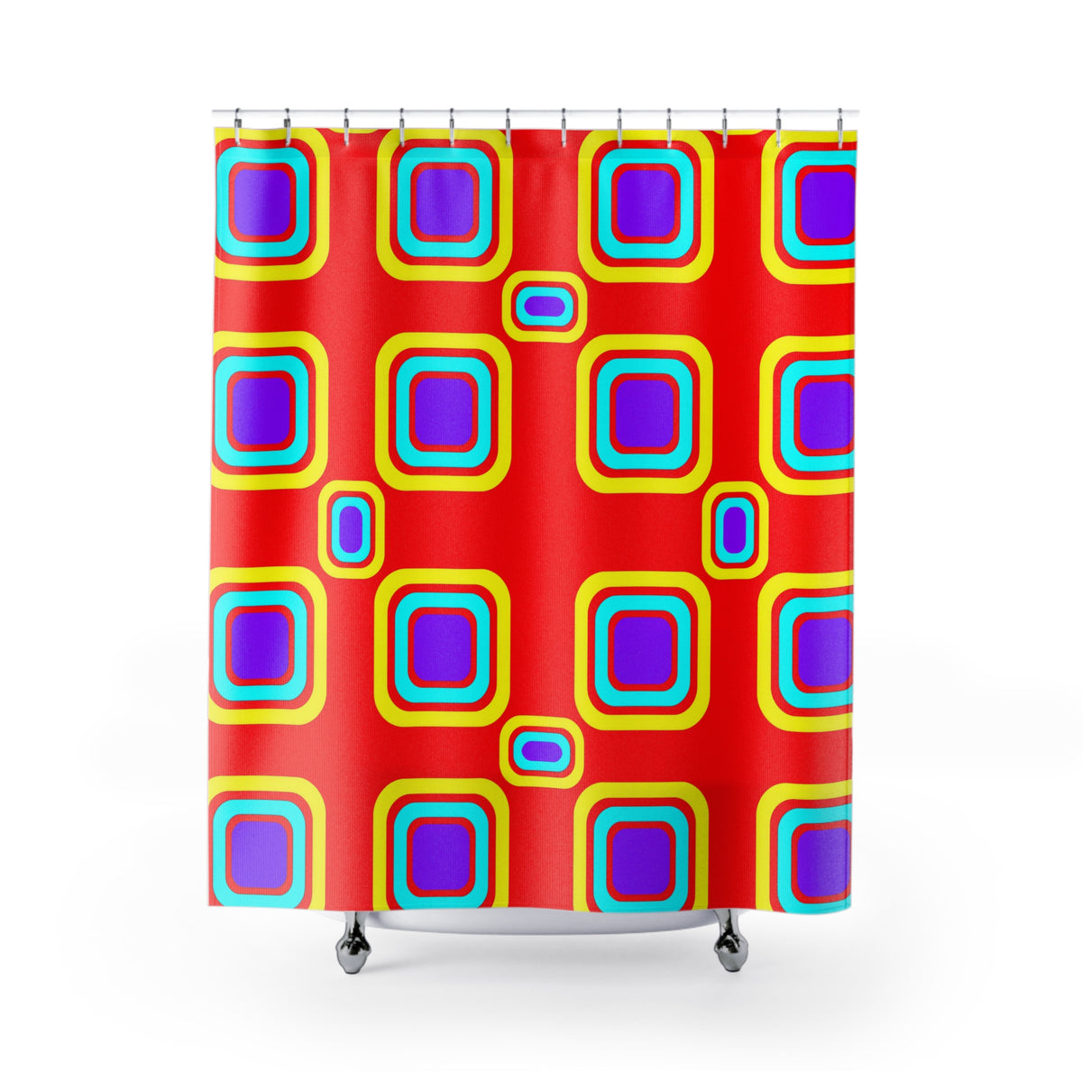 Big Ripple Squares Shower Curtain – Op-Art Concentric Squares Pattern