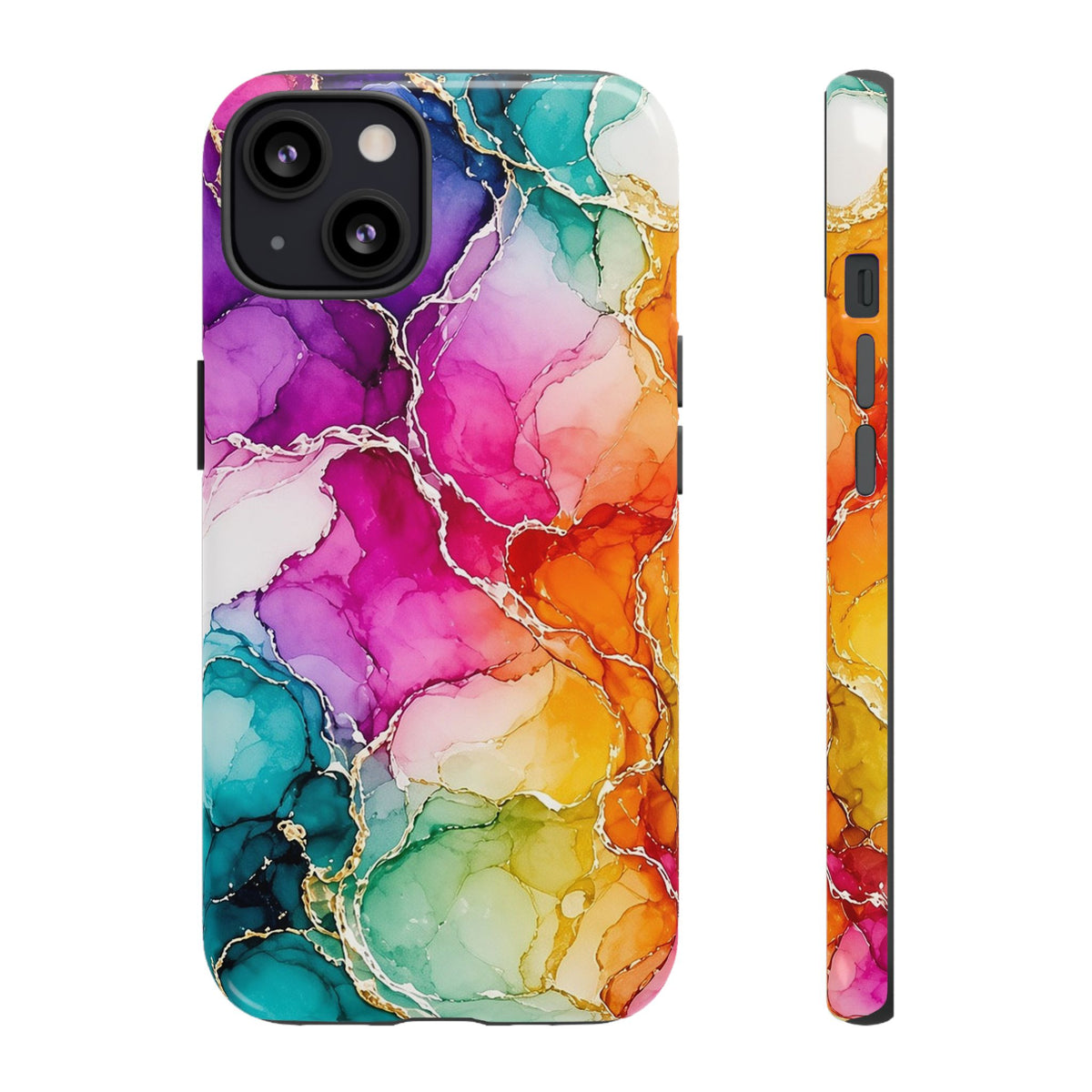 Rainbow Alcohol Ink Bloom Tough Phone Case