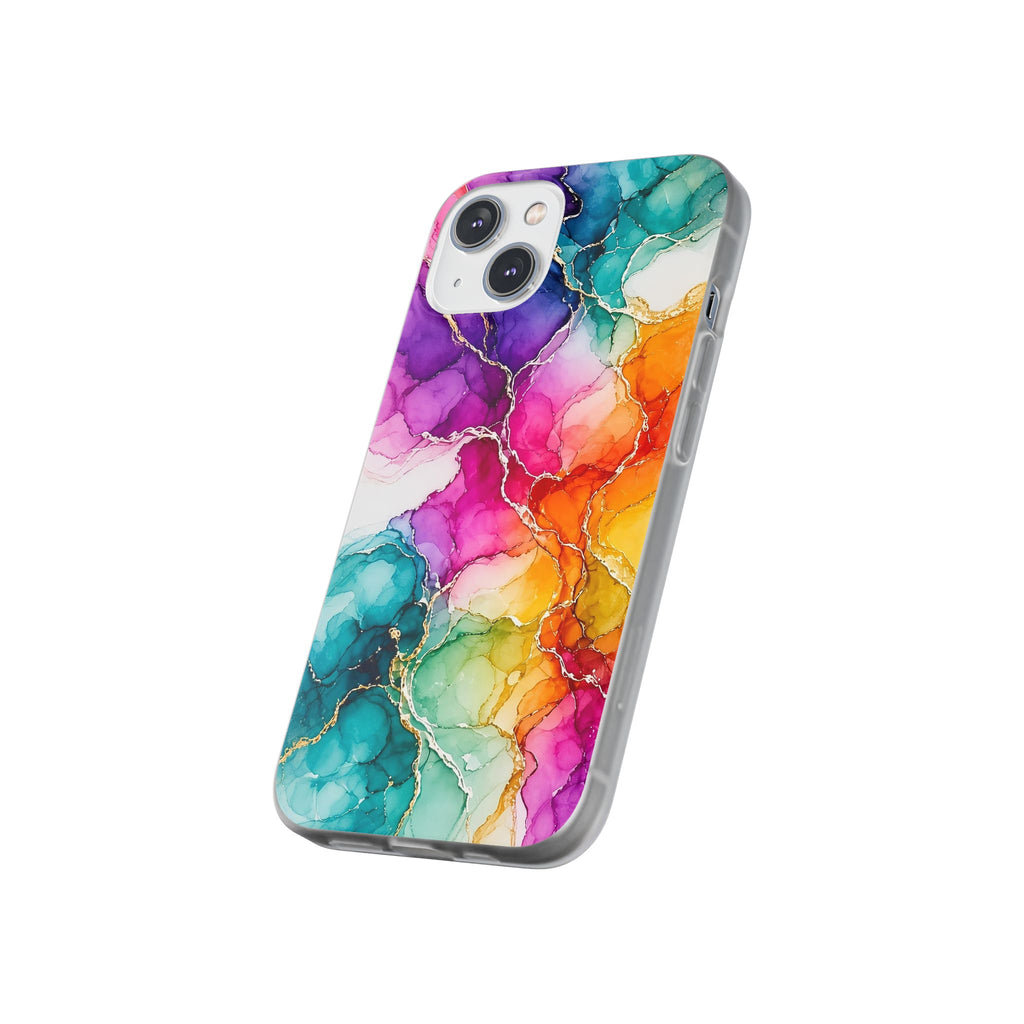 Rainbow Alcohol Ink Bloom Flexi Phone Case