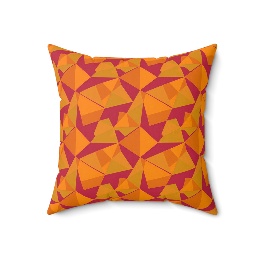 Faceted Gold Panels Faux Suede Cushion – Cranberry Spice