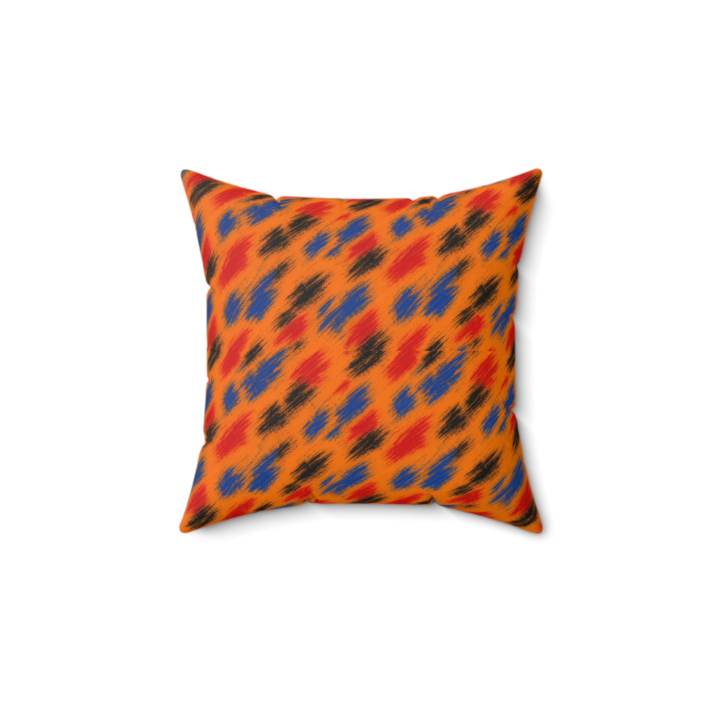 Dry-Brush Drags Faux Suede Cushion – Expressionist Brushstroke Abstract Pattern
