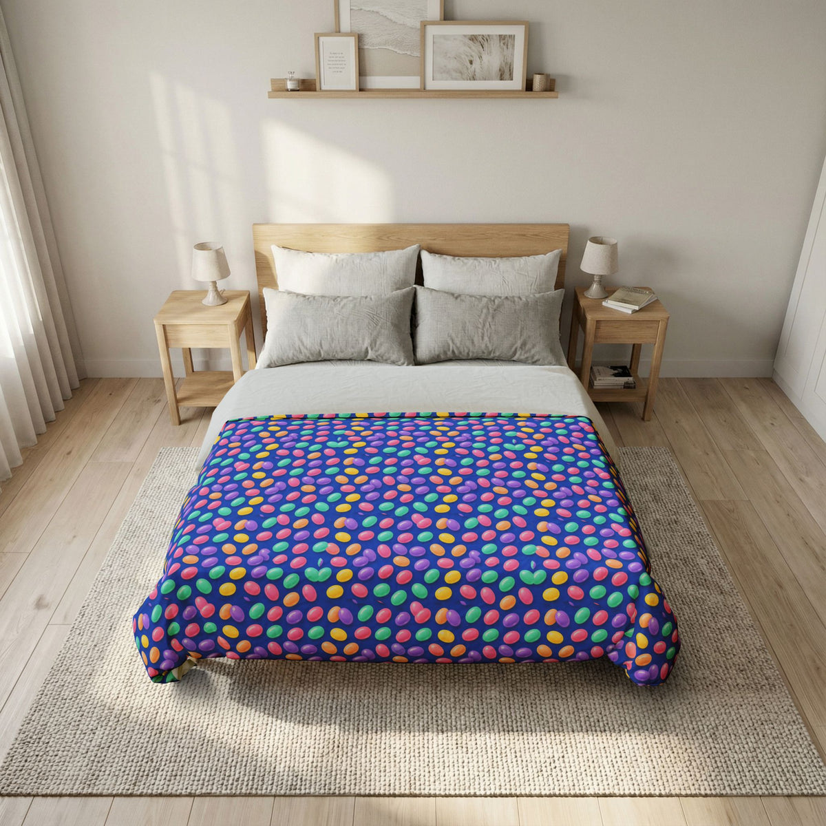 Jelly Bean Scatter Cotton Duvet Cover – Soft Abstract Pattern