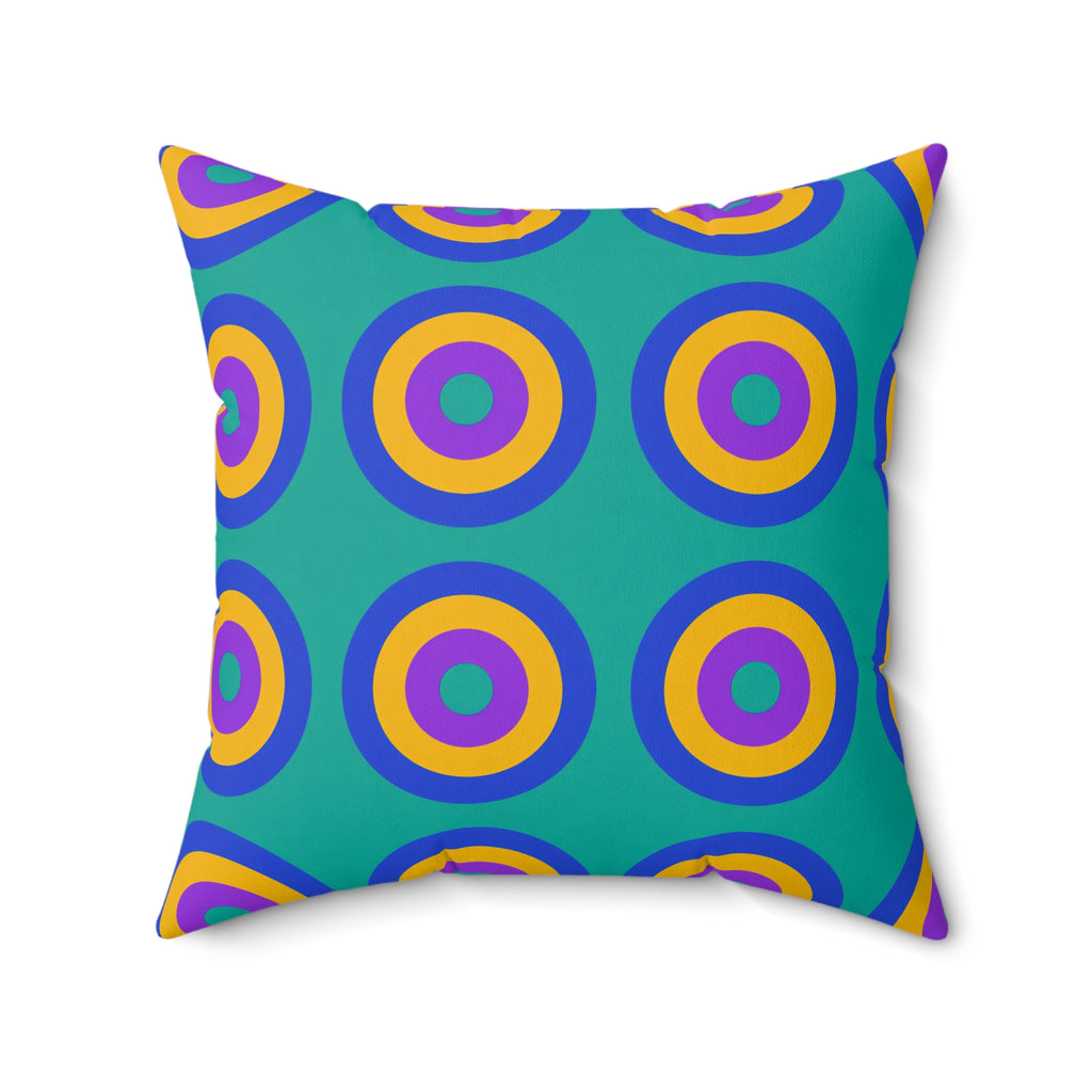 Giant Op-Art Jewel Rings Faux Suede Cushion – Peacock Jewel