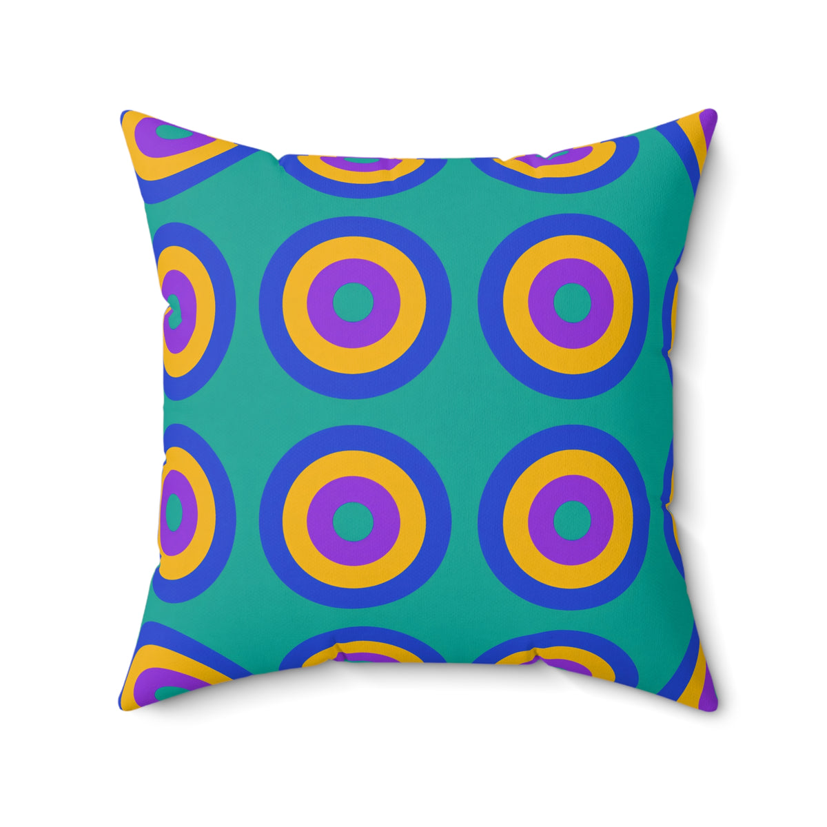 Giant Op-Art Jewel Rings Faux Suede Cushion – Peacock Jewel