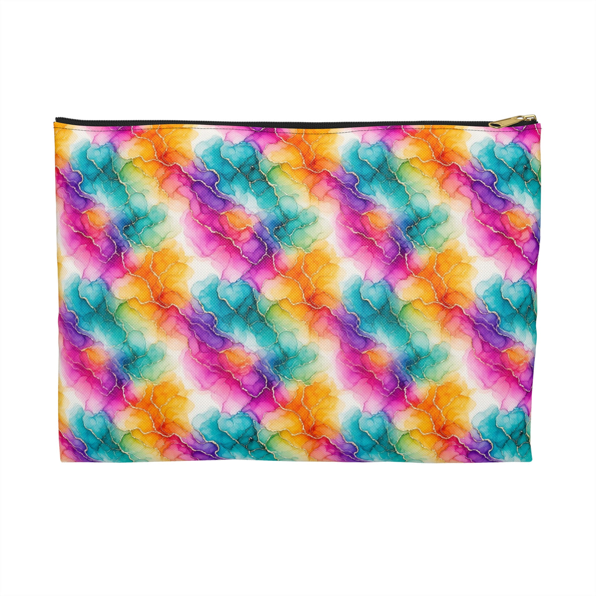 Rainbow Alcohol Ink Bloom Zip Accessory Pouch