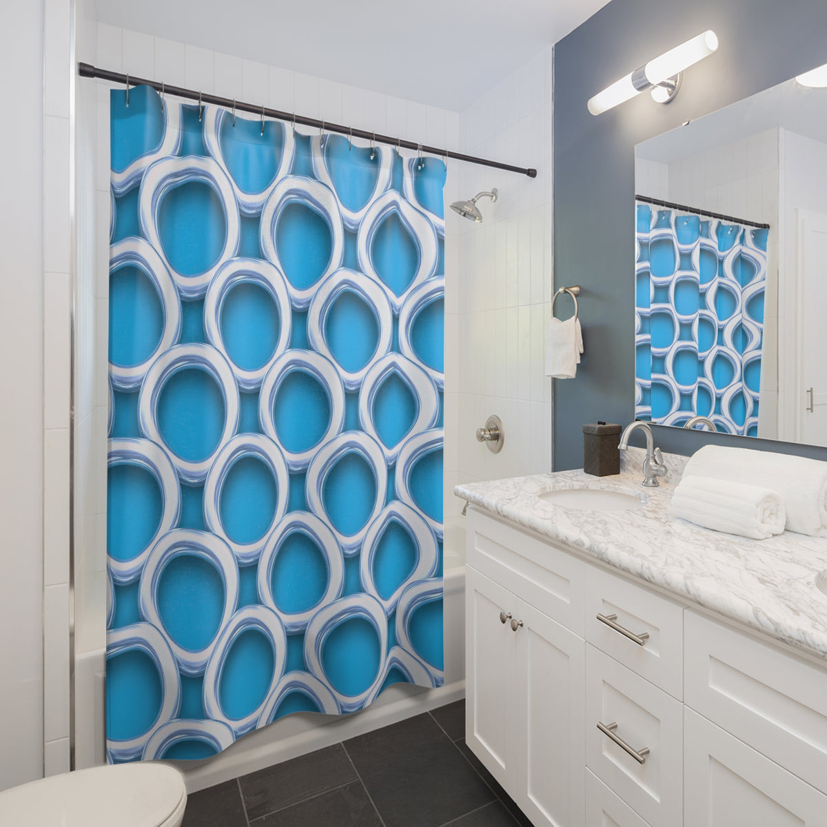 Big Gold Ring Weave Shower Curtain – Ice Jewel