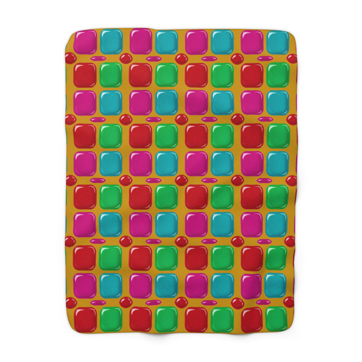 Giant Puffy Glass Cushions Sherpa Fleece Blanket – Glossy Candy Glass Pattern
